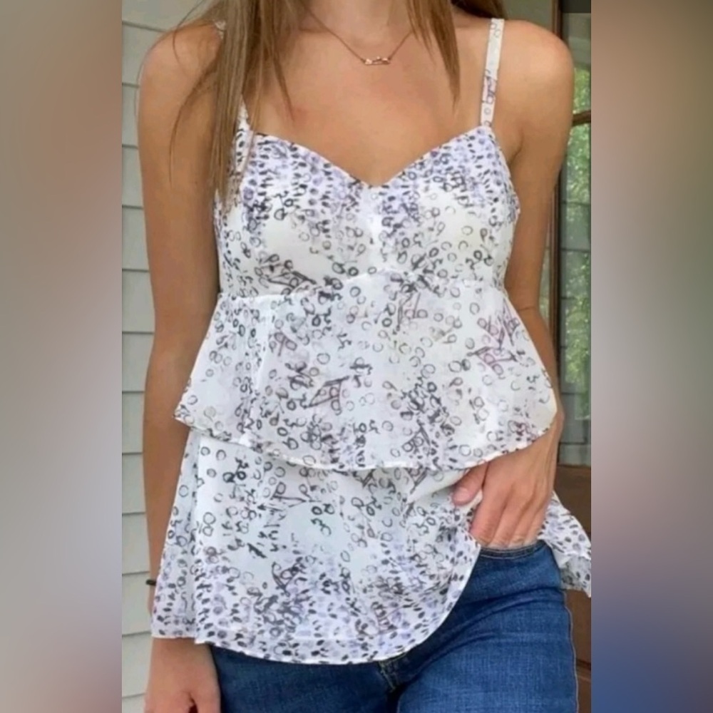 CAbi On The Clock Tiered Ruffle Cami Top Size S